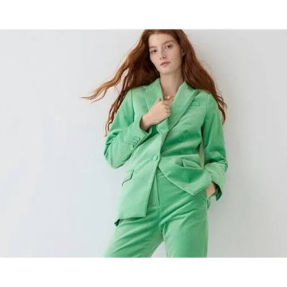 J. Crew Willard Velvet Blazer Jacket Green Size 0 NEW - Picture 1 of 8